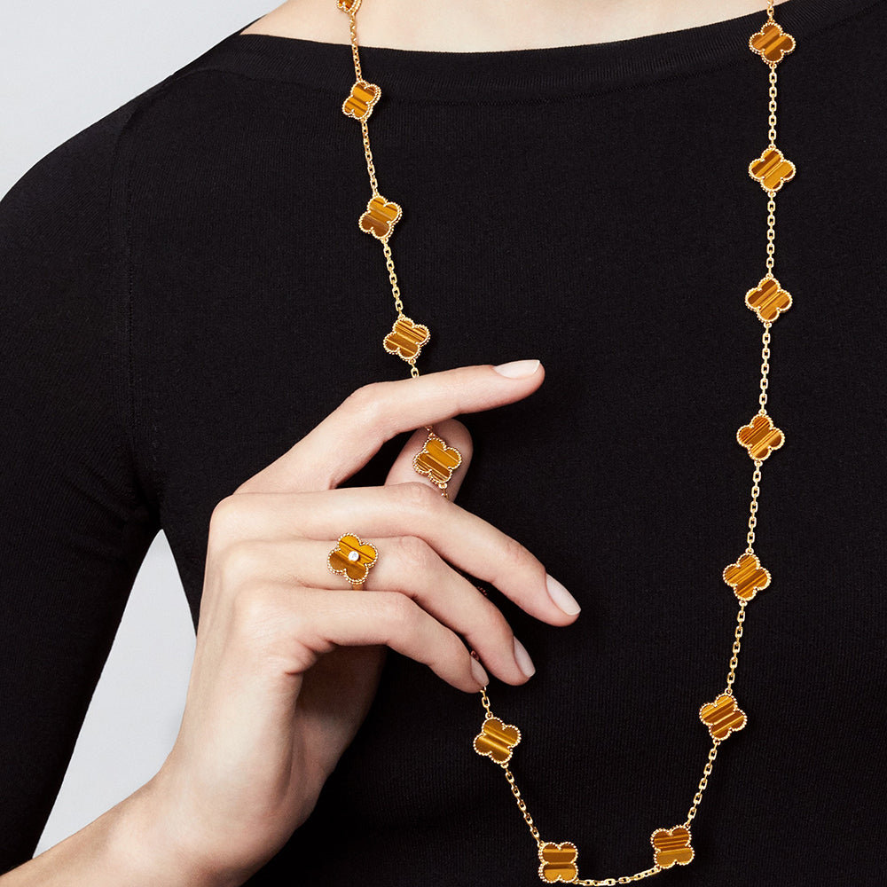 [Clara Jewels]CLOVER 20 MOTIFS TIGER EYE ROSE GOLD