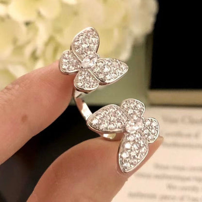 [Clara Jewels]TWIN SILVER BUTTERFLY DIAMOND RING