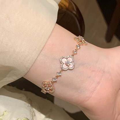 [Clara Jewels]CLOVER 5 MOTIF PINK BLUE RED WHITE BRACELET