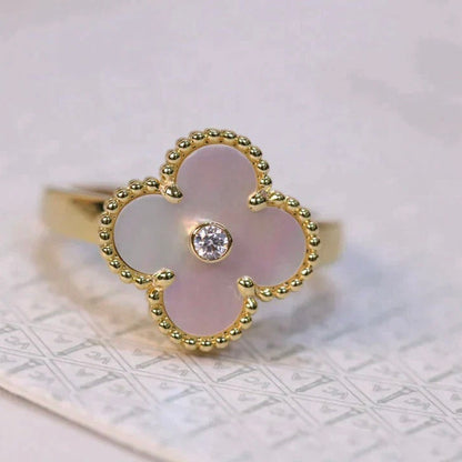 [Clara Jewels]CLOVER PINK MOP RING GOLD DIAMOND