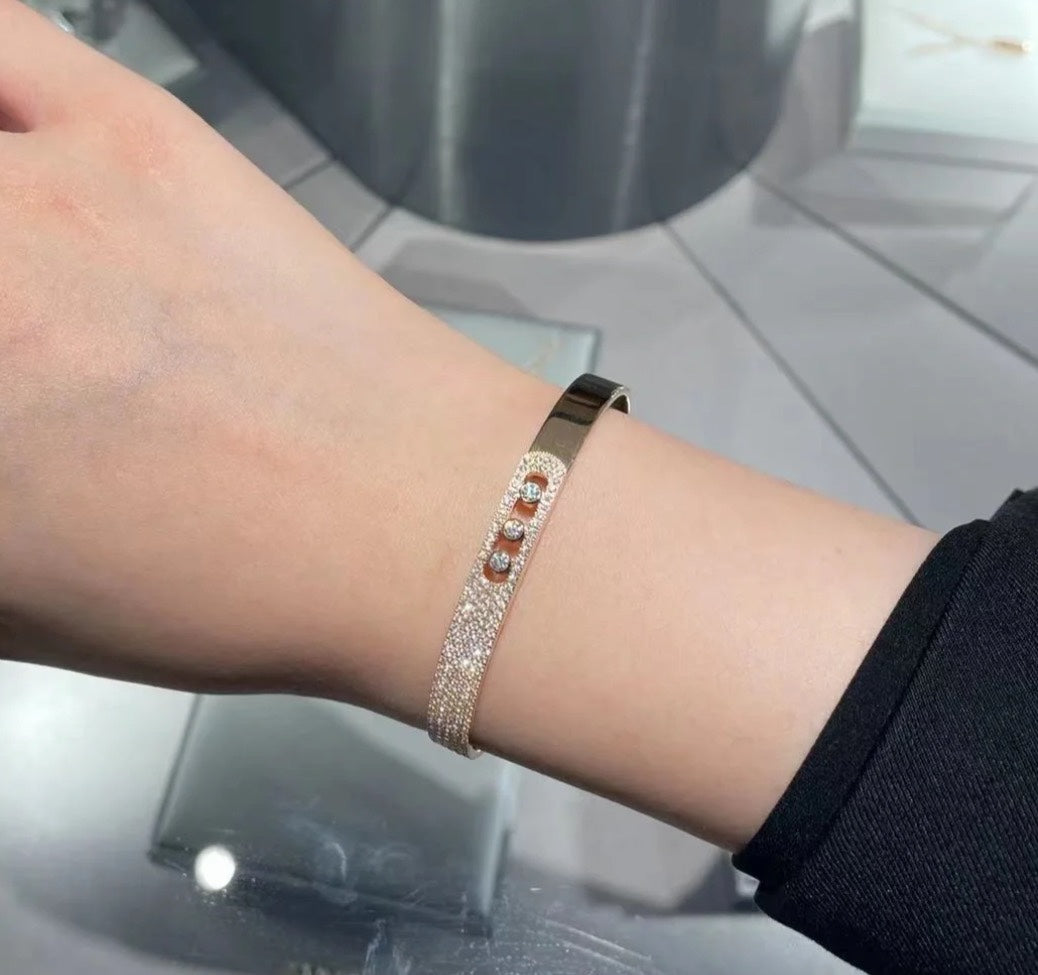 [Clara Jewely]Move Noa Rose Gold Pav茅 Diamond Bangle Bracelet