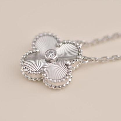 [Clara Jewels]CLOVER  15MM DIAMOND LASER NECKLACE SILVER