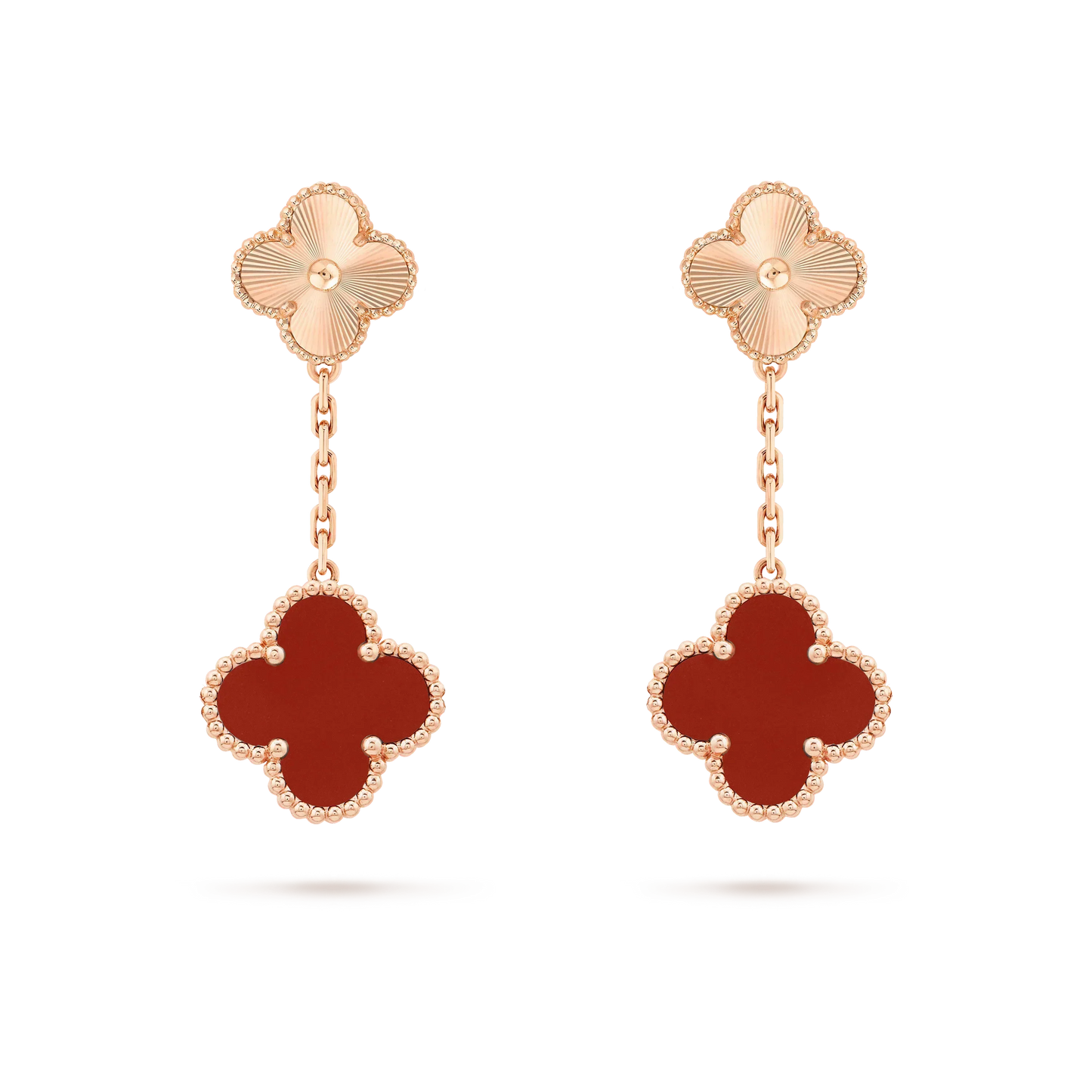 [Clara Jewels]CLOVER 2 MOTIF  LASER CARNELIAN EARRINGS