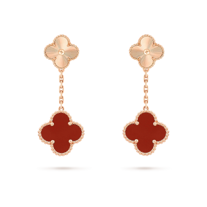 [Clara Jewels]CLOVER 2 MOTIF  LASER CARNELIAN EARRINGS