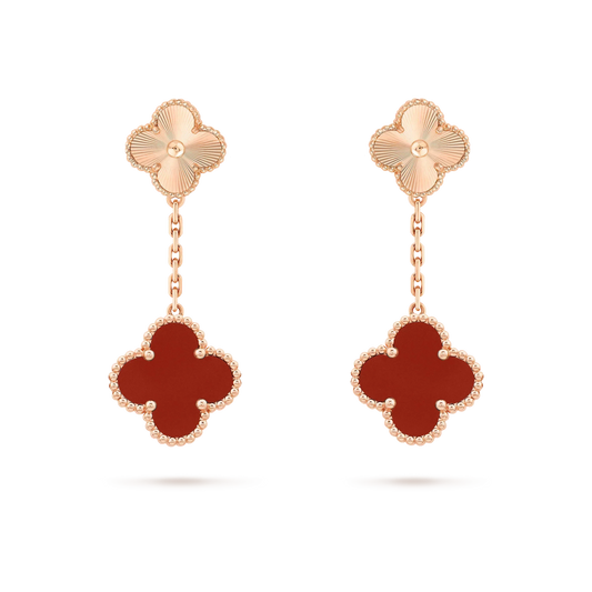 [Clara Jewels]CLOVER 2 MOTIF  LASER CARNELIAN EARRINGS