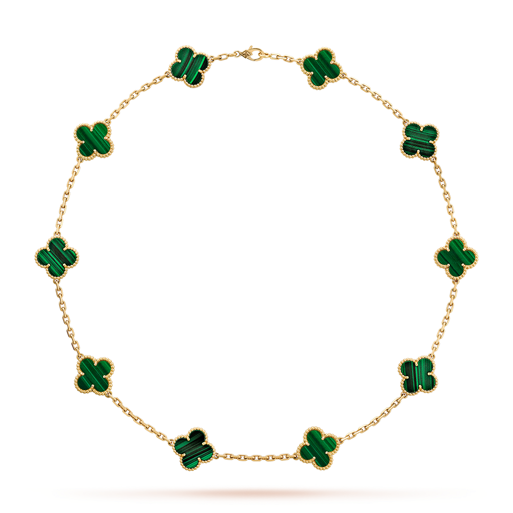 [Clara Jewels]CLOVER 10 MOTIFS MALACHITE NECKLACE