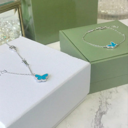 [Clara Jewels]BUTTERFLY TURQUOISE BUTTERFLY BRACELET SILVER