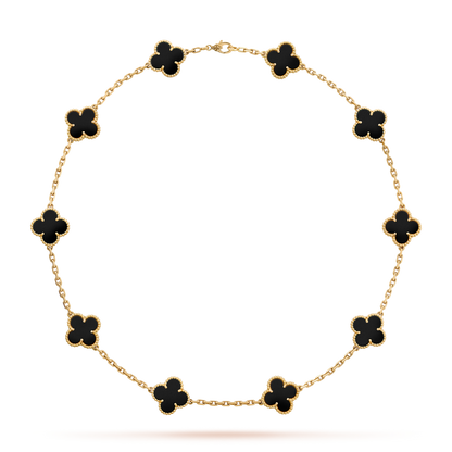 [Clara Jewels]CLOVER 10 MOTIFS ONYX NECKLACE