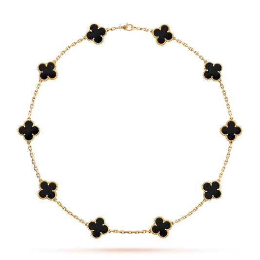 [Clara Jewels]CLOVER 10 MOTIFS ONYX NECKLACE