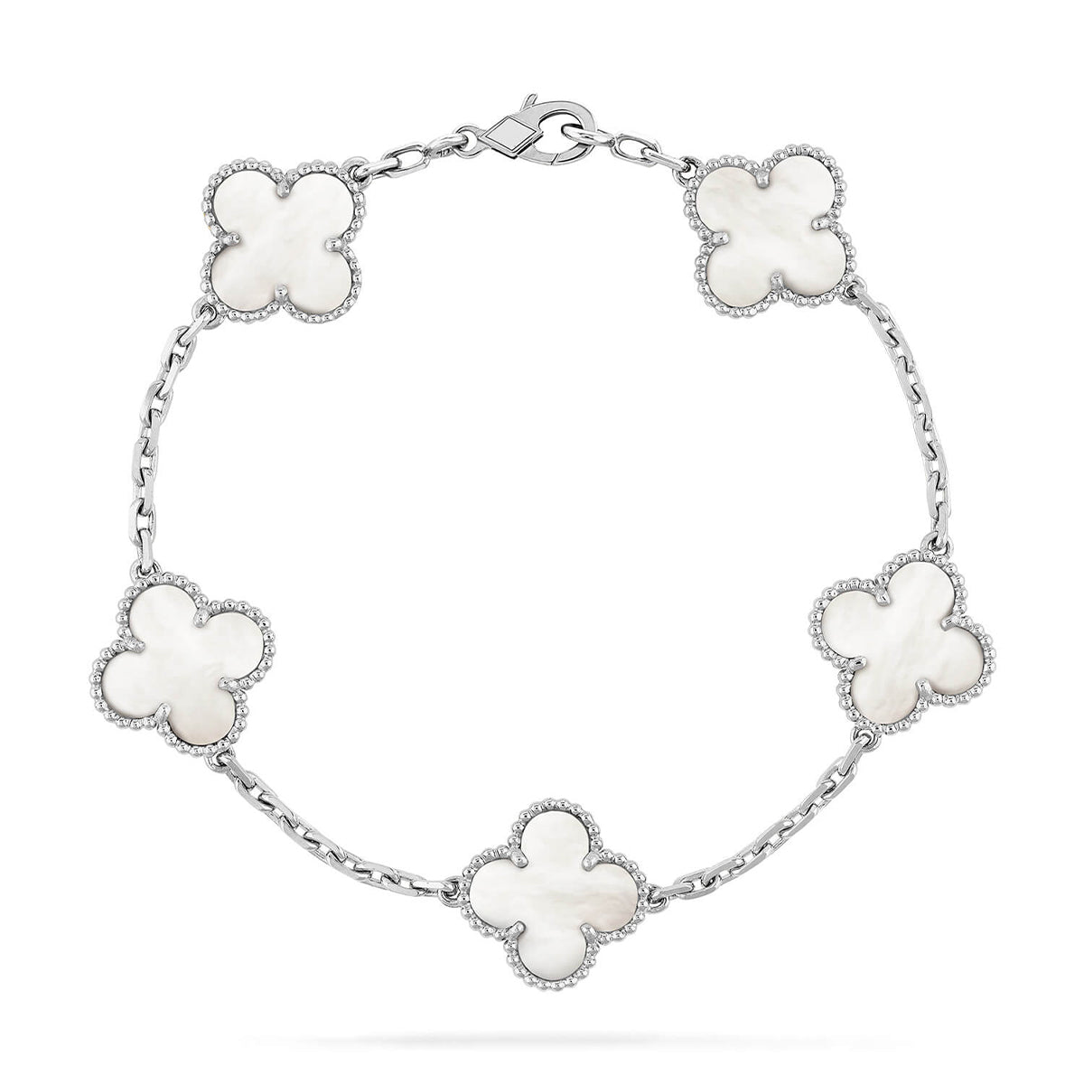 [Clara Jewels]CLOVER WHITE PEARL MOP 5 MOTIF BRACELET COLLECTION