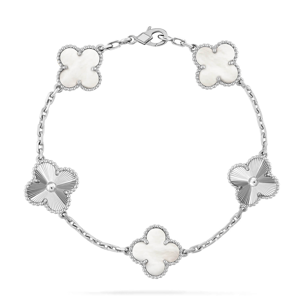 [Clara Jewels]CLOVER WHITE PEARL MOP 5 MOTIF BRACELET COLLECTION