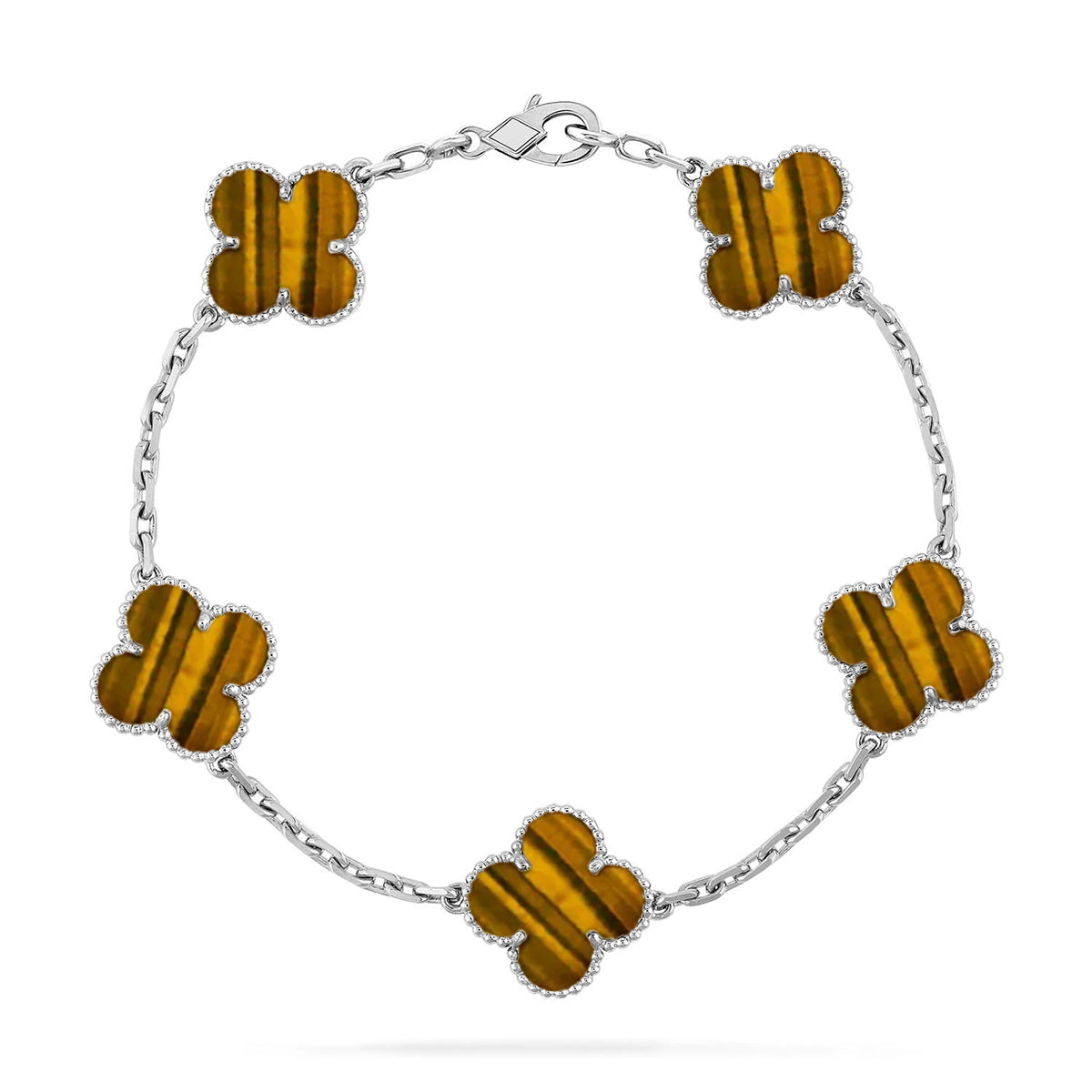 [Clara Jewels] CLOVER 5 MOTIFS TIGER EYE BRACELET COLLECTION