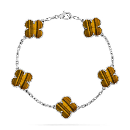 [Clara Jewels] CLOVER 5 MOTIFS TIGER EYE BRACELET COLLECTION