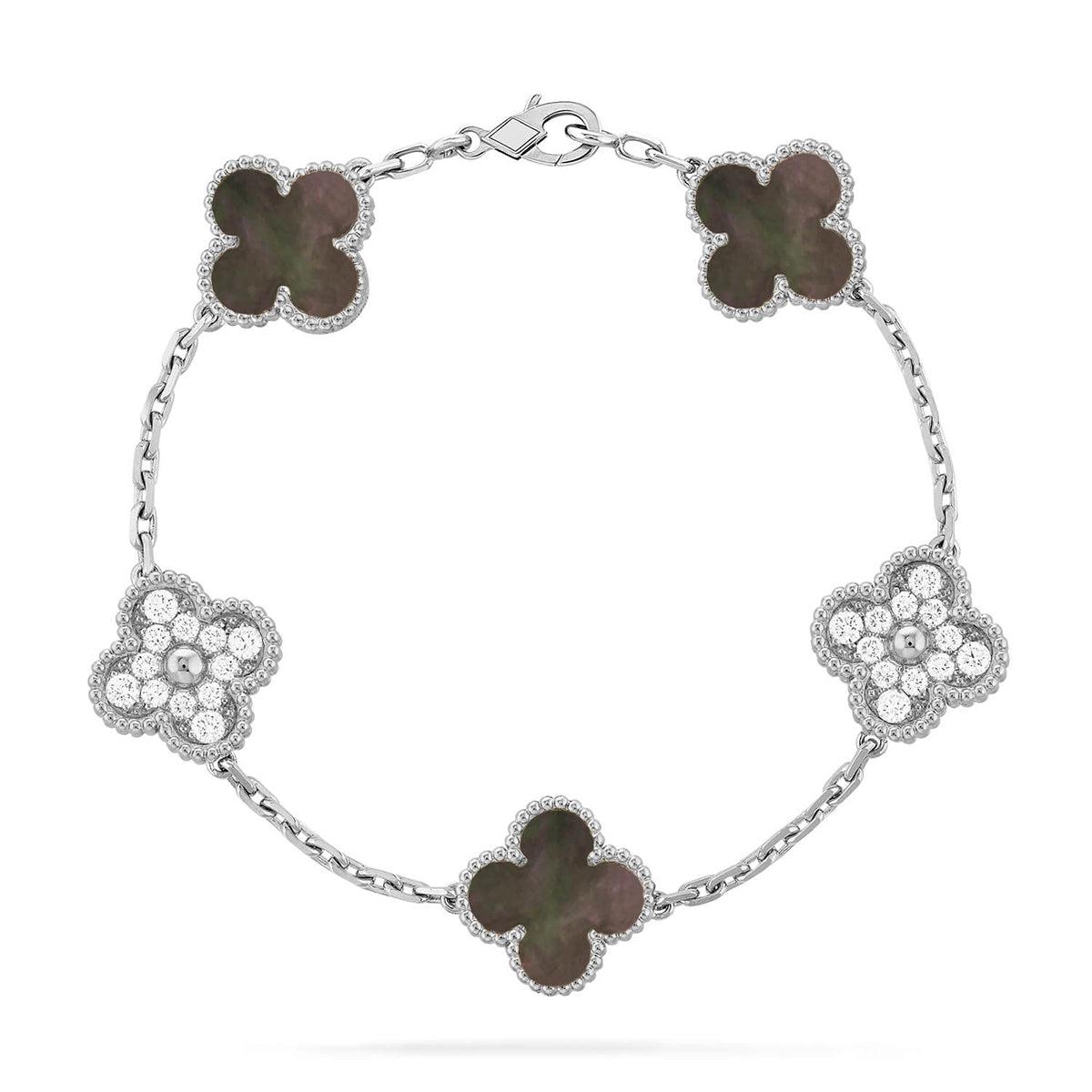 [Clara Jewels] CLOVER 5 MOTIF GRAY MOP BRACELET COLLECTION