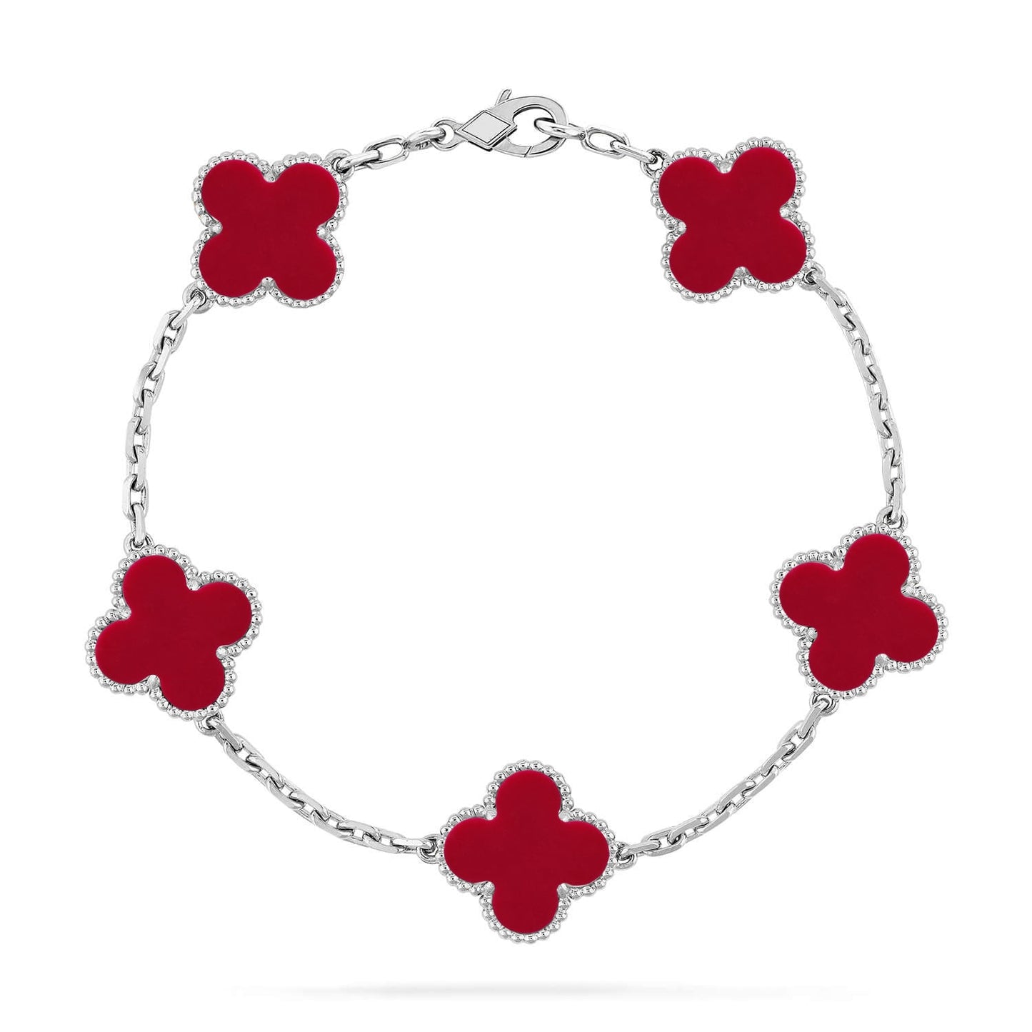 [Clara Jewels] CLOVER 5 MOTIF RED CORNELIAN BRACELET COLLECTION