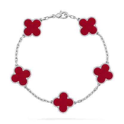 [Clara Jewels] CLOVER 5 MOTIF RED CORNELIAN BRACELET COLLECTION