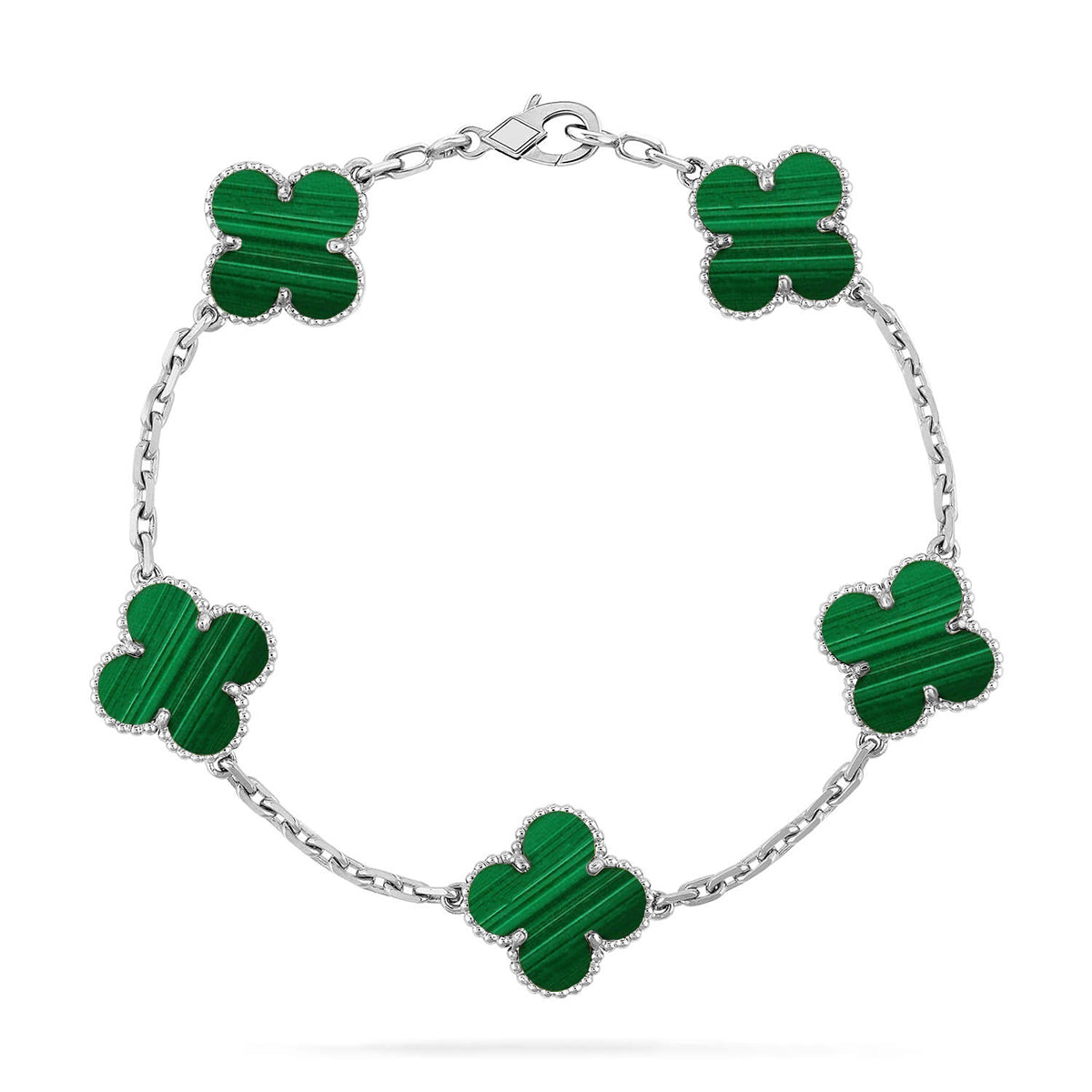[Clara Jewels] CLOVER 5 MOTIF MALACHITE BRACELET COLLECTION