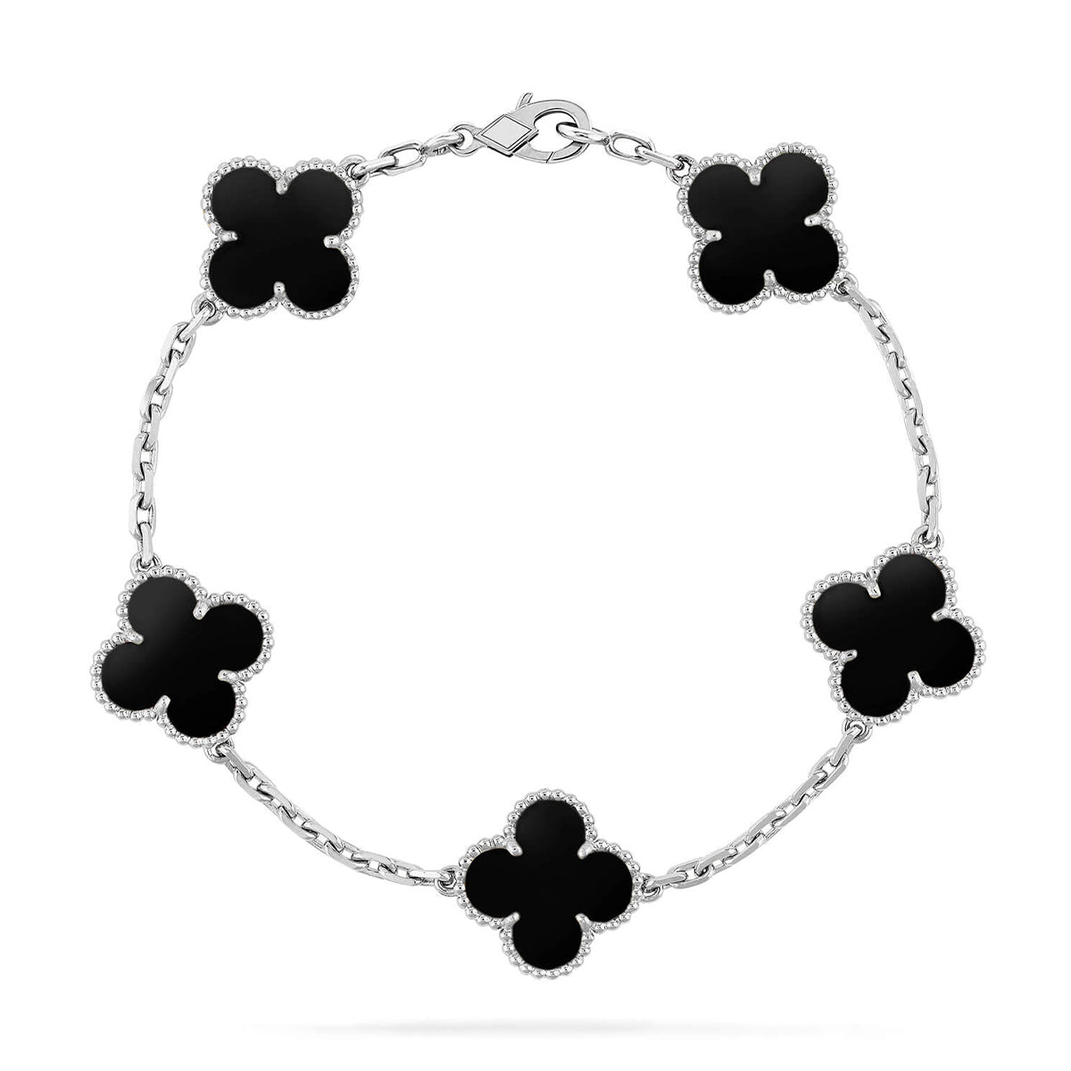 [Clara Jewels] CLOVER 5 MOTIF ONYXS BRACELET COLLECTION