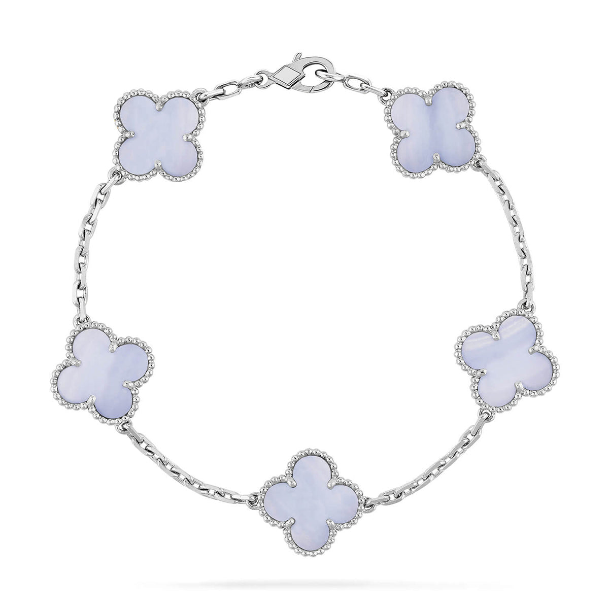 [Clara Jewels] CLOVER 5 MOTIF PURPLE CHALCEDONY BRACELET COLLECTION