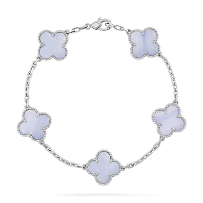 [Clara Jewels] CLOVER 5 MOTIF PURPLE CHALCEDONY BRACELET COLLECTION