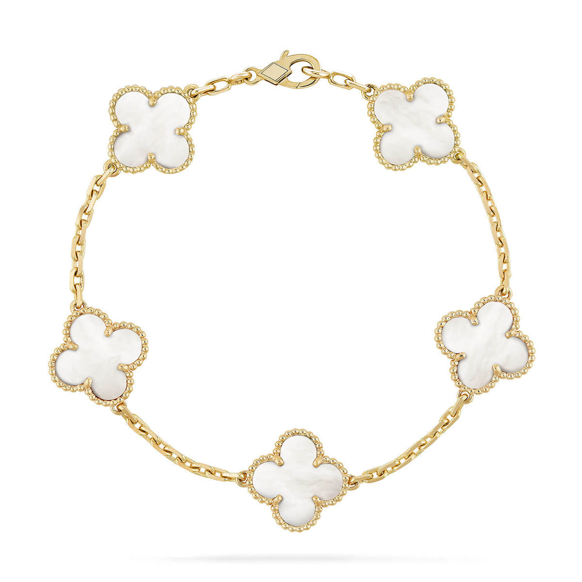 [Clara Jewels]CLOVER WHITE PEARL MOP 5 MOTIF BRACELET COLLECTION