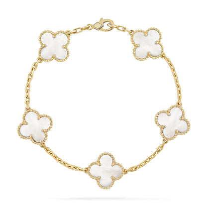 [Clara Jewels]CLOVER WHITE PEARL MOP 5 MOTIF BRACELET COLLECTION