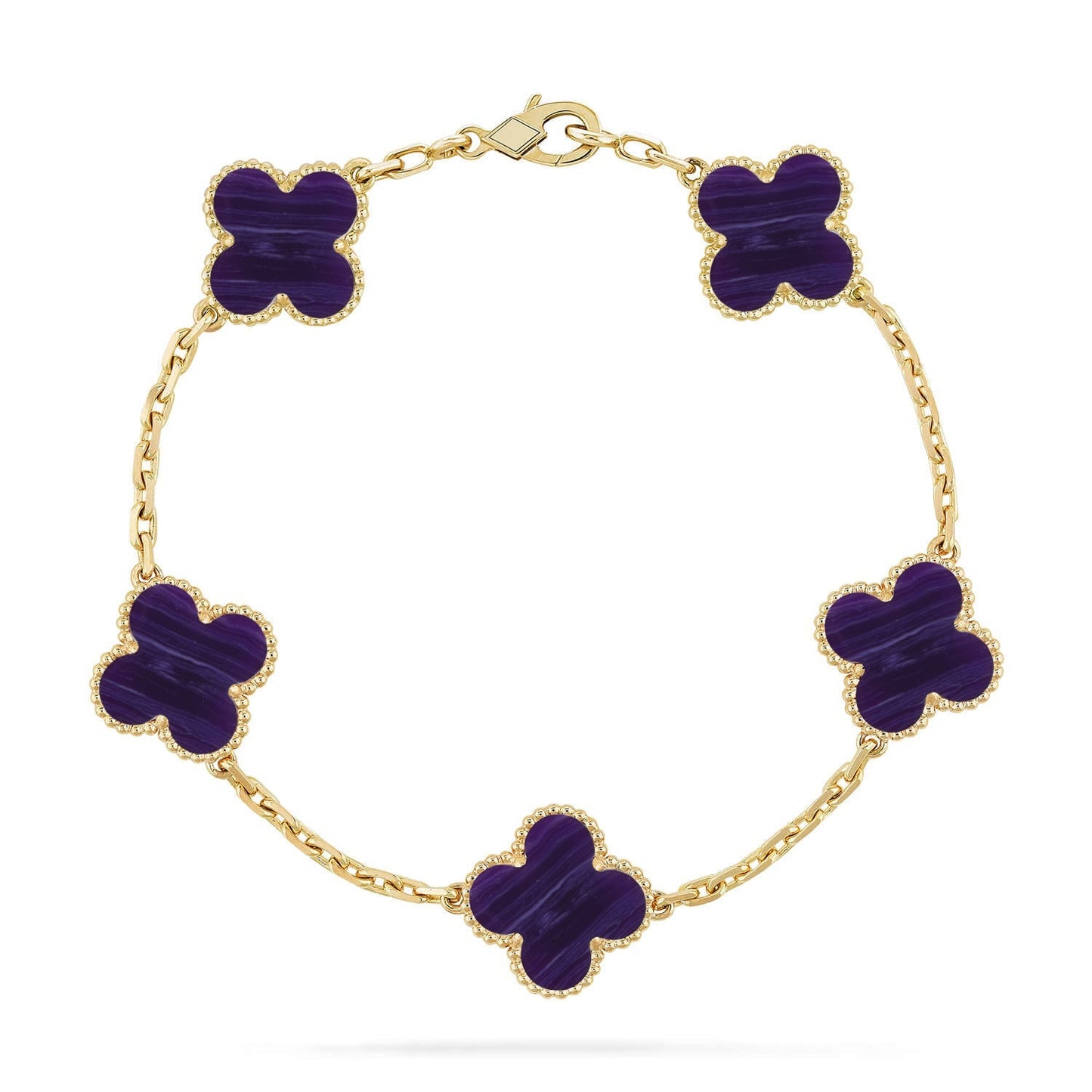 [Clara Jewels]CLOVER 5 MOTIF PURPLE STRIPES BRACELET COLLECTION