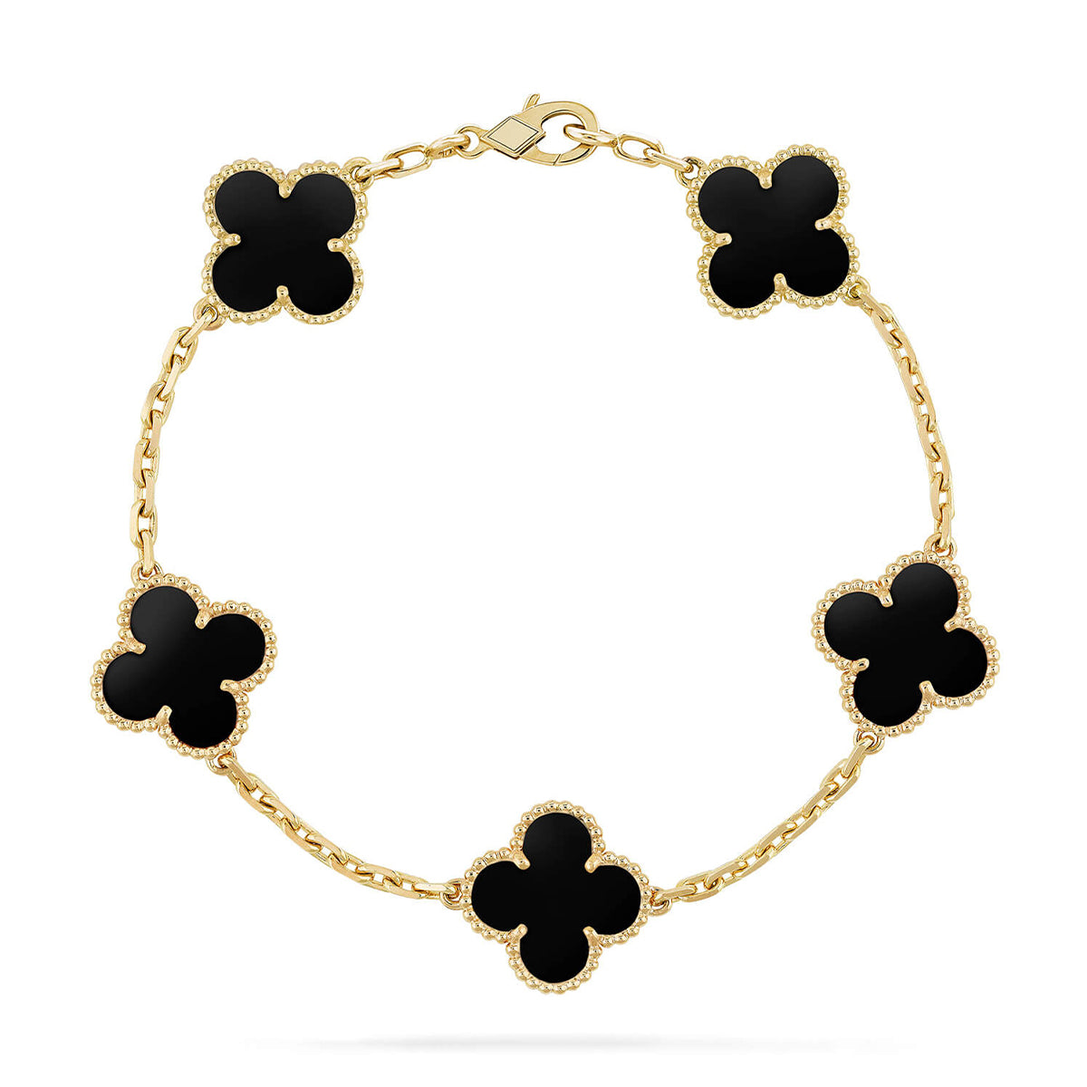 [Clara Jewels] CLOVER 5 MOTIF ONYXS BRACELET COLLECTION