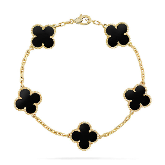 [Clara Jewels] CLOVER 5 MOTIF ONYXS BRACELET COLLECTION