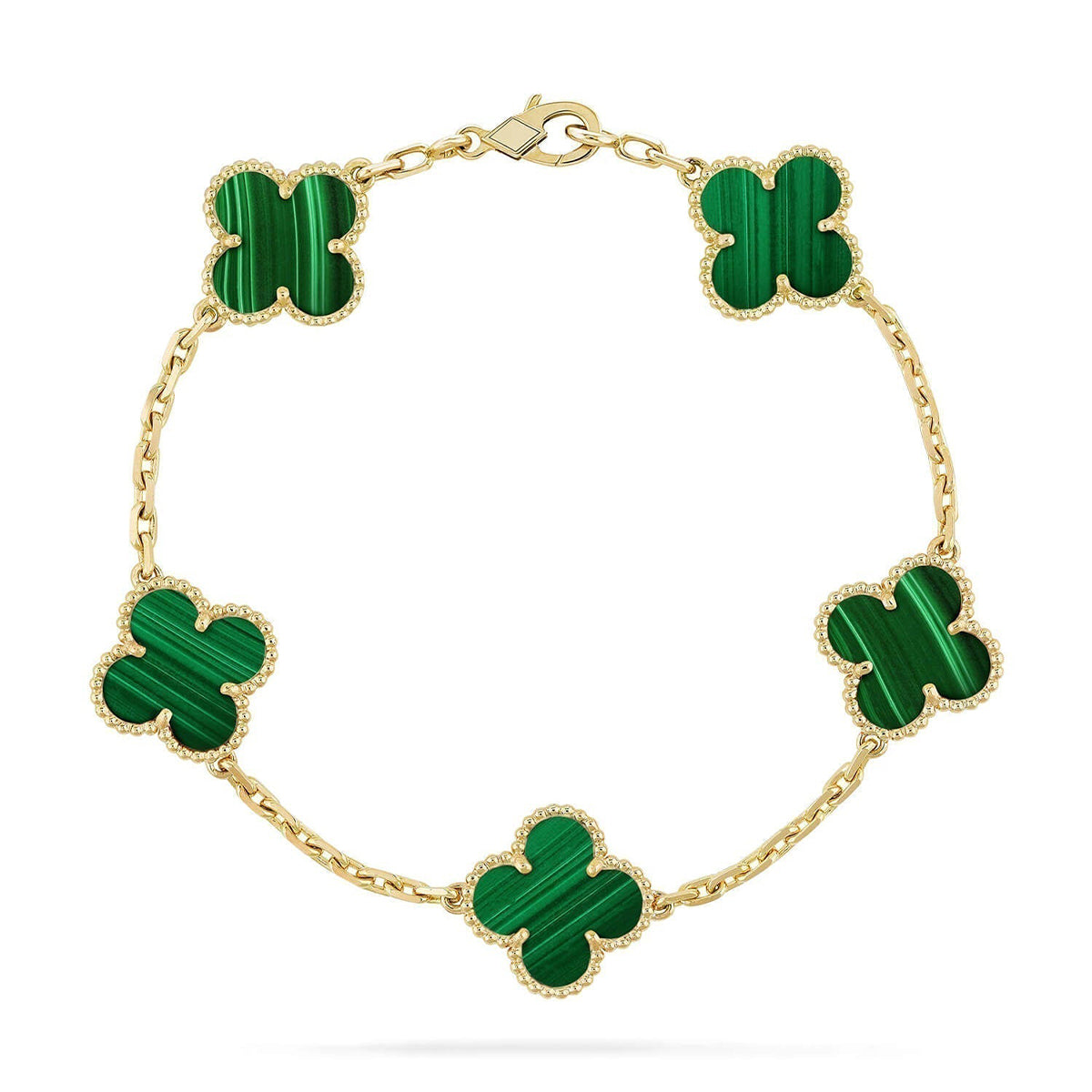 [Clara Jewels] CLOVER 5 MOTIF MALACHITE BRACELET COLLECTION