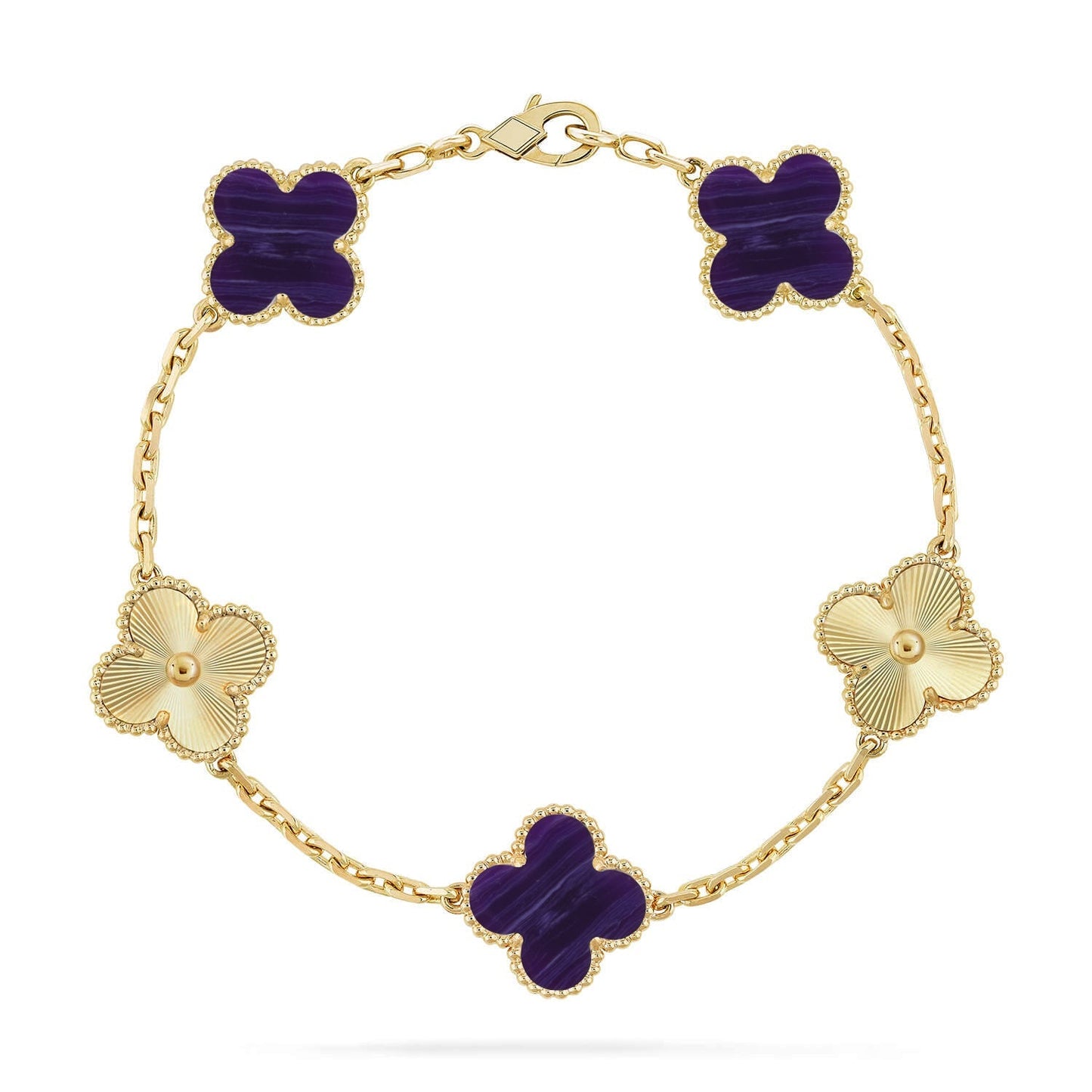 [Clara Jewels]CLOVER 5 MOTIF PURPLE STRIPES BRACELET COLLECTION
