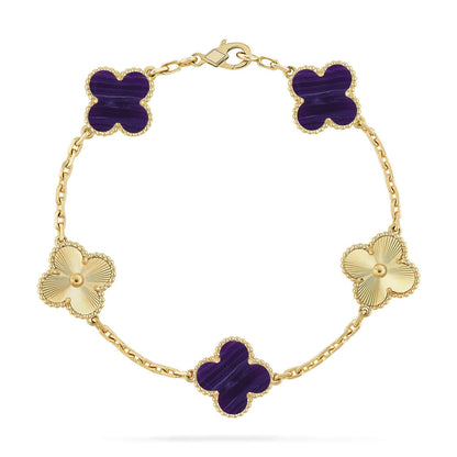 [Clara Jewels]CLOVER 5 MOTIF PURPLE STRIPES BRACELET COLLECTION