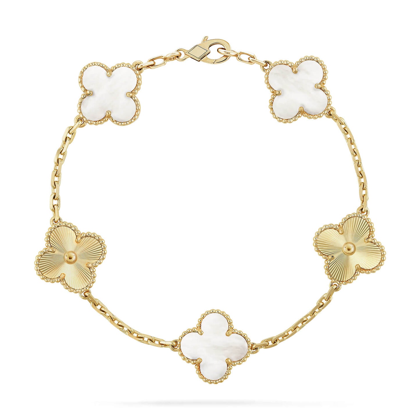 [Clara Jewels]CLOVER WHITE PEARL MOP 5 MOTIF BRACELET COLLECTION