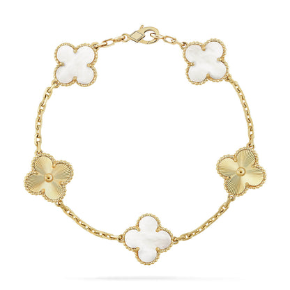[Clara Jewels]CLOVER WHITE PEARL MOP 5 MOTIF BRACELET COLLECTION