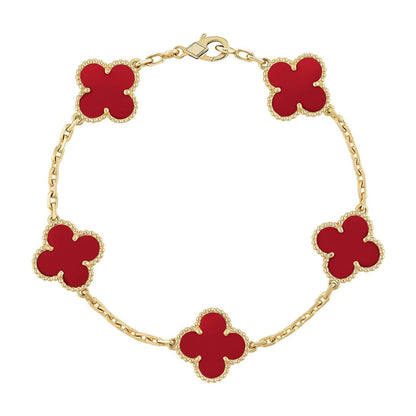 [Clara Jewels] CLOVER 5 MOTIF RED CORNELIAN BRACELET COLLECTION