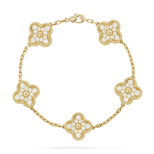[Clara Jewels] CLOVER 5 MOTIF FULL DIAMOND BRACELET COLLECTION