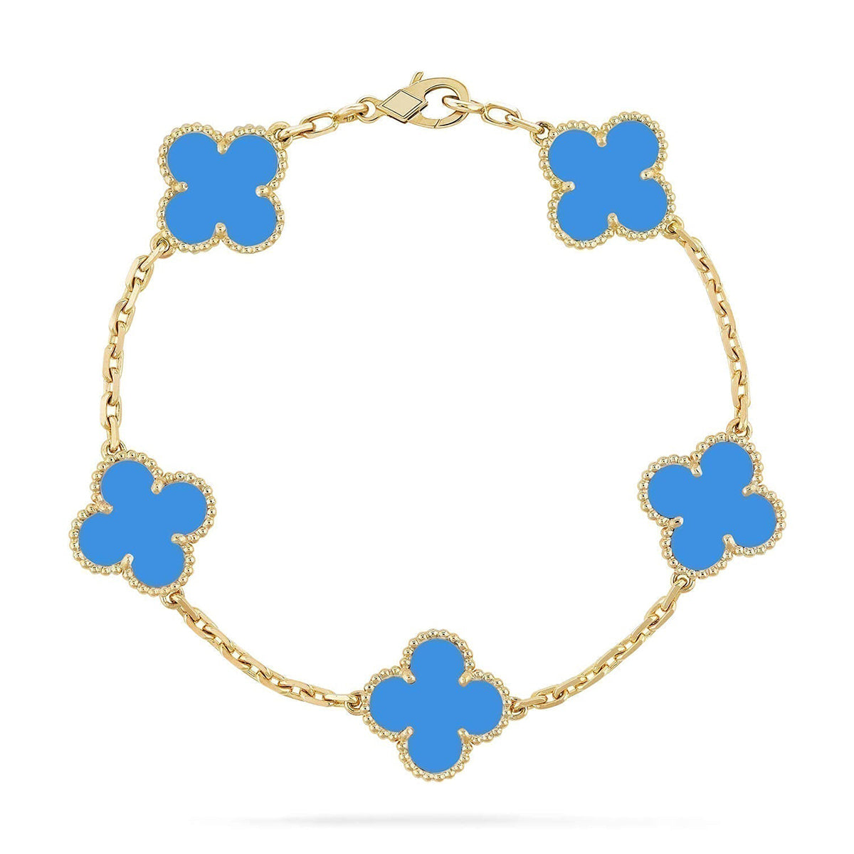 [Clara Jewels] CLOVER 5 MOTIF BLUE AGATE BRACELET COLLECTION