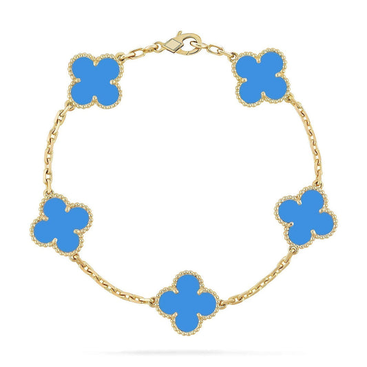 [Clara Jewels] CLOVER 5 MOTIF BLUE AGATE BRACELET COLLECTION
