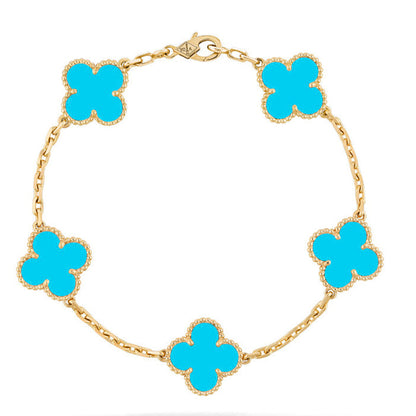 [Clara Jewels] CLOVER 5 MOTIF TURQUOISE BRACELET COLLECTION