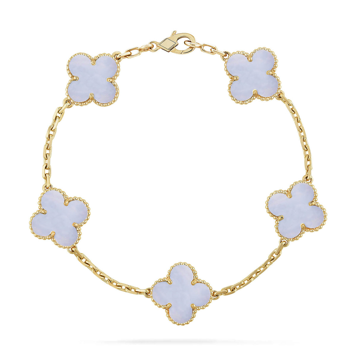 [Clara Jewels] CLOVER 5 MOTIF PURPLE CHALCEDONY BRACELET COLLECTION