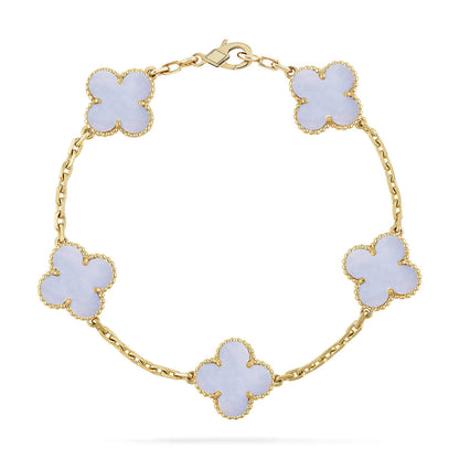 [Clara Jewels] CLOVER 5 MOTIF PURPLE CHALCEDONY BRACELET COLLECTION