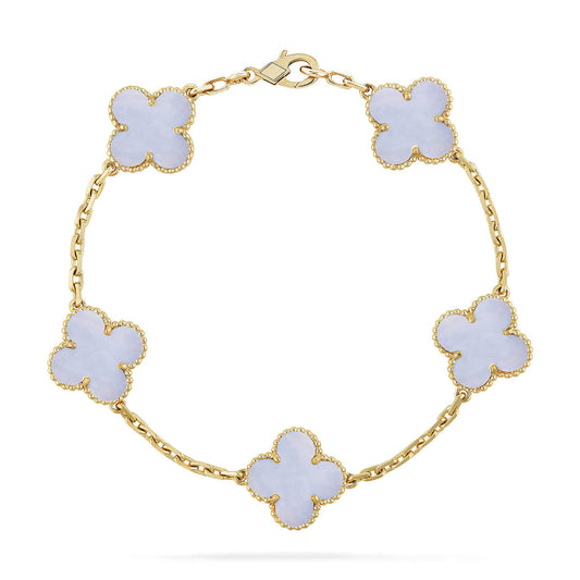 [Clara Jewels] CLOVER 5 MOTIF PURPLE CHALCEDONY BRACELET COLLECTION