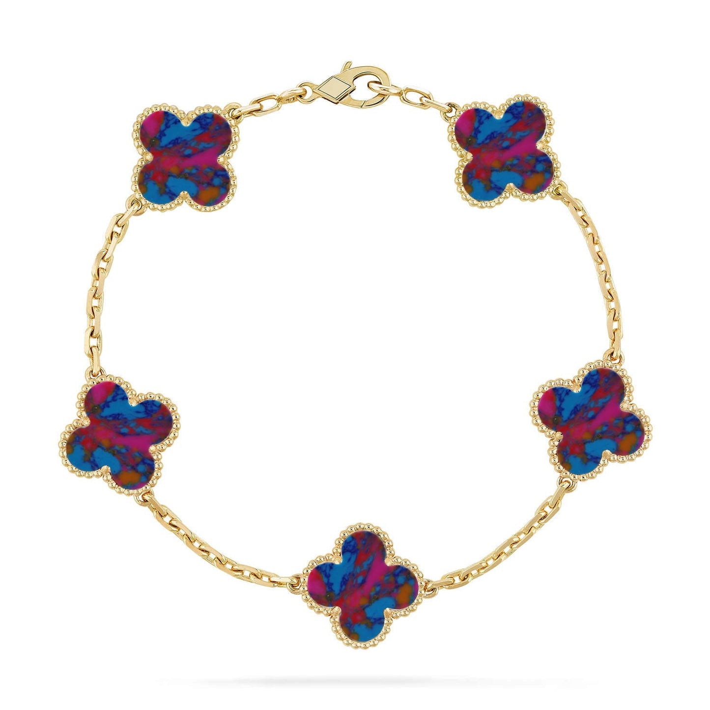 [Clara Jewels]CLOVER 5 MOTIF COLOR GEMSTONES BRACELET COLLECTION