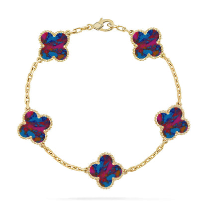[Clara Jewels]CLOVER 5 MOTIF COLOR GEMSTONES BRACELET COLLECTION