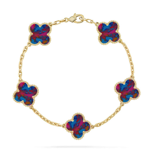 [Clara Jewels]CLOVER 5 MOTIF COLOR GEMSTONES BRACELET COLLECTION