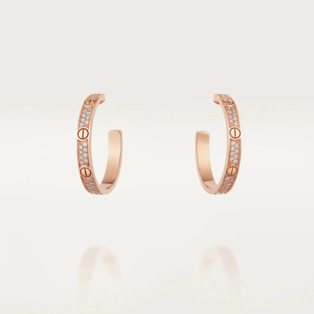 [Clara Jewels]LOVE DIAMOND PINK GOLD HOOP EARRINGS