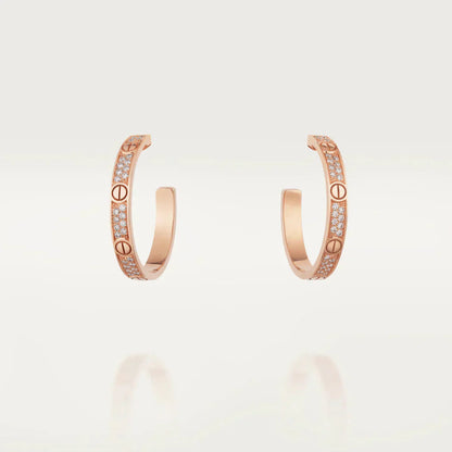 [Clara Jewels]LOVE DIAMOND PINK GOLD HOOP EARRINGS