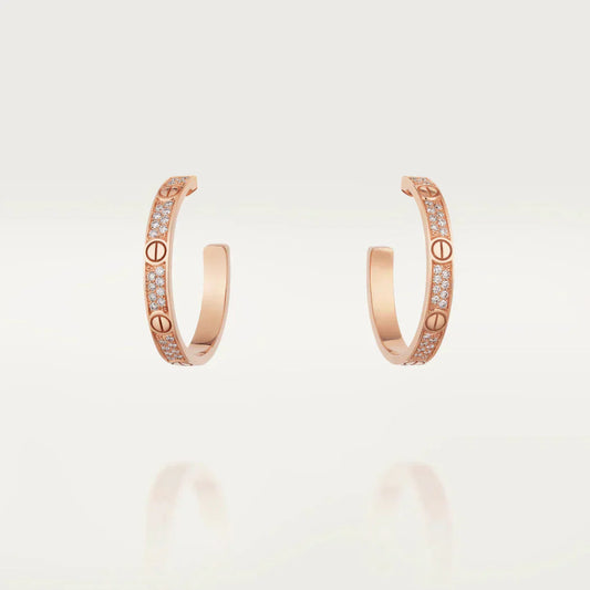 [Clara Jewels]LOVE DIAMOND PINK GOLD HOOP EARRINGS