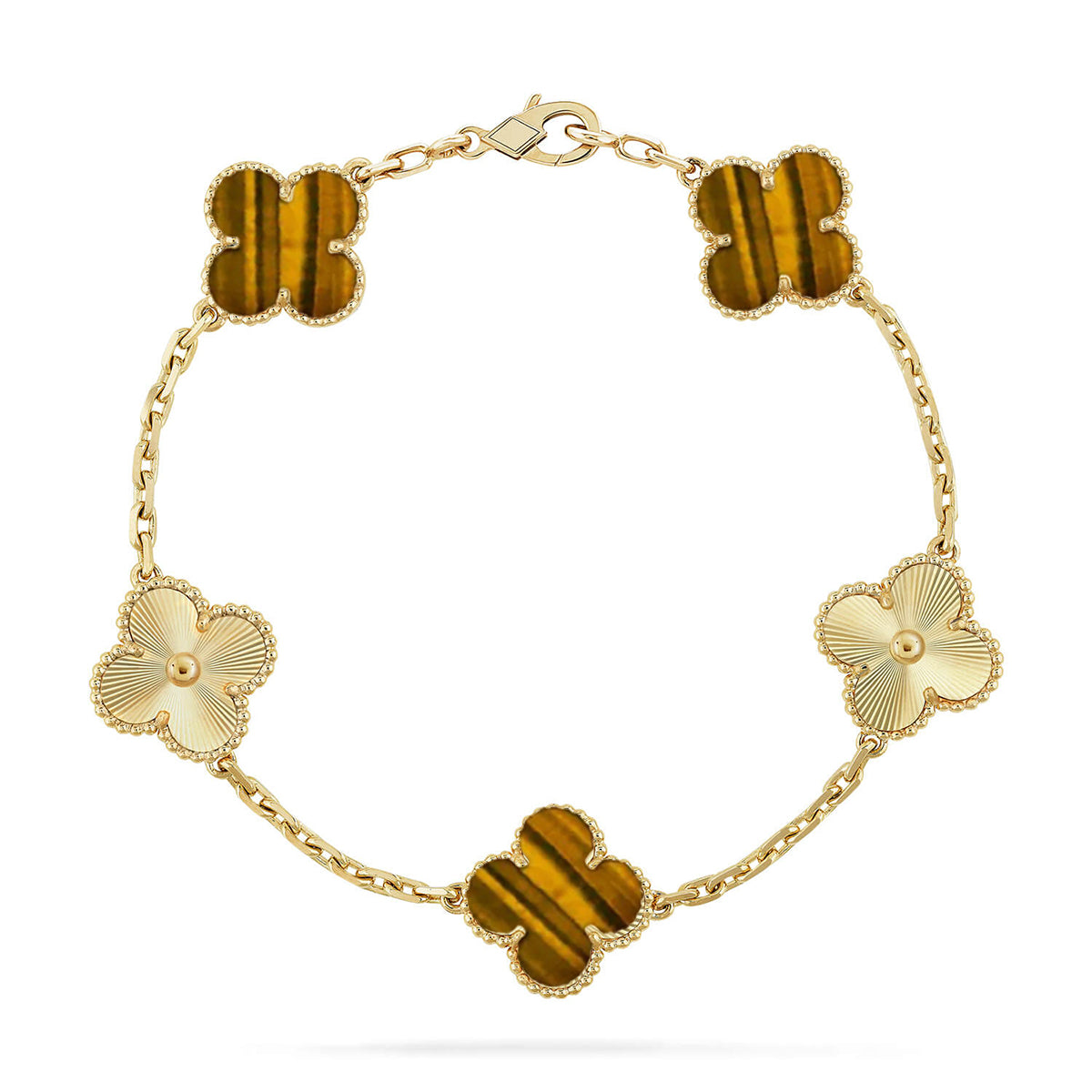 [Clara Jewels] CLOVER 5 MOTIFS TIGER EYE BRACELET COLLECTION