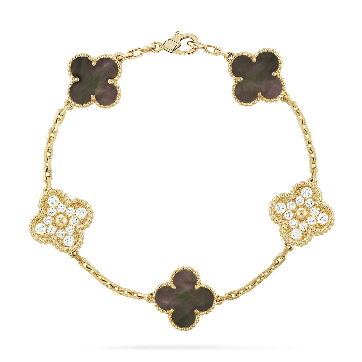 [Clara Jewels] CLOVER 5 MOTIF GRAY MOP BRACELET COLLECTION